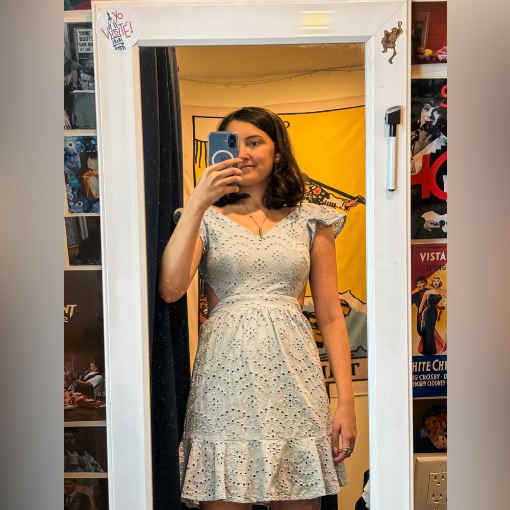 Elegant Baby Blue Eyelet Dress